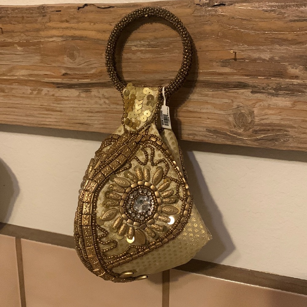 Cream Fortune Cookie Purse Handcrafted Made in India